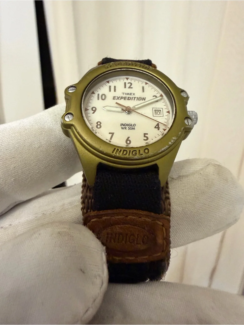 Vintage 1998 Timex Expedition Indiglo WR 50M Quartz Watch Olive Green H9